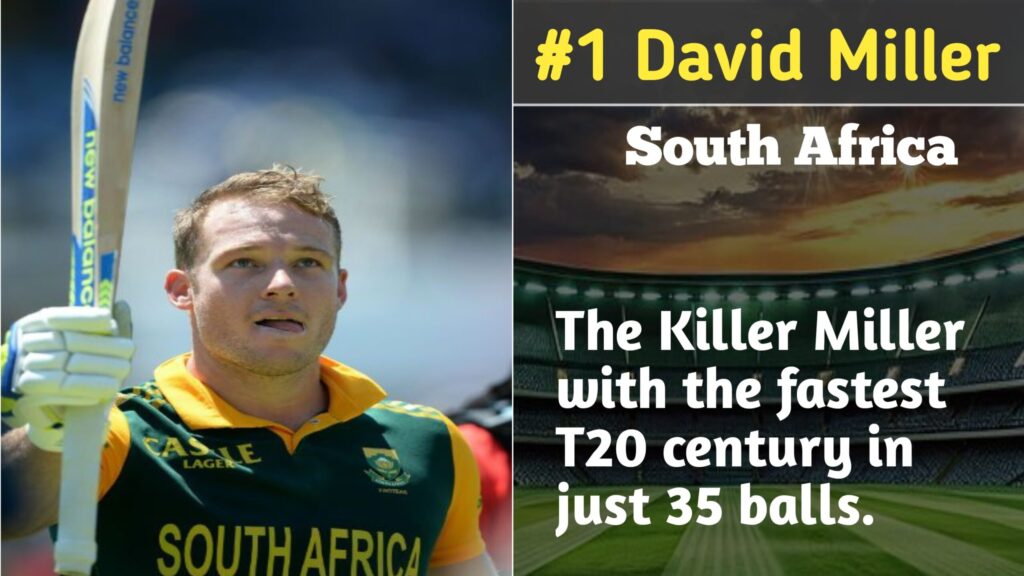 David Miller holding the record for the Fastest Hundreds in T20 against Bangladesh.