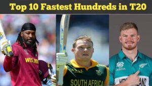Collage of cricketers including David Miller,Chris Gayle, who scored the Fastest Hundreds in T20.
